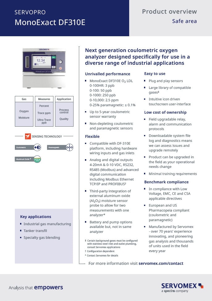 SERVOPRO MonoExact DF310E Product Brochure