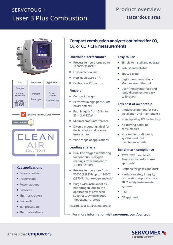 SERVOTOUGH Laser 3 Plus Combustion Product Brochure