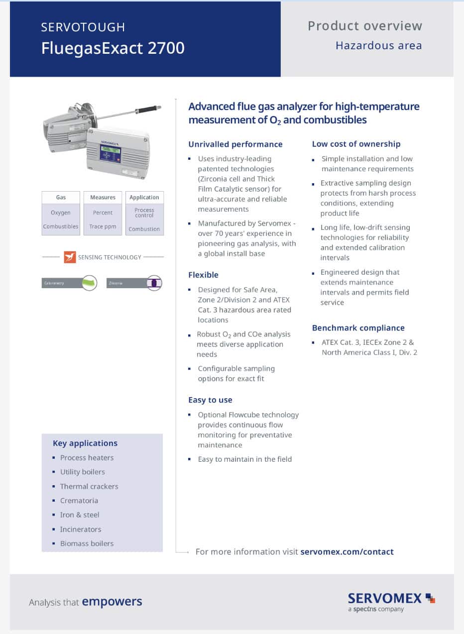 SERVOTOUGH FluegasExact 2700 Product Brochure