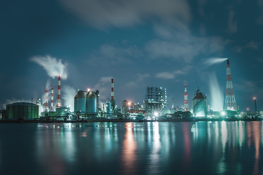 Gas Refinery at night