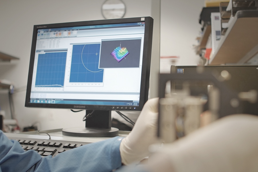 Employee sat infront of a Stress Testing Analyzer