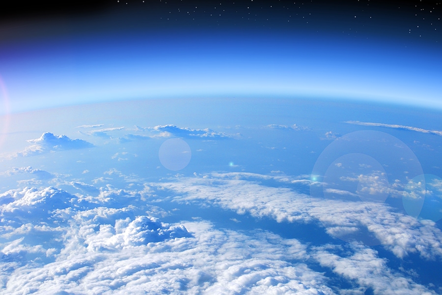 view of the Earth from space, blue planet and deep black space