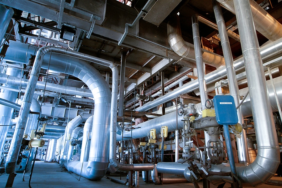 Equipment Cables And Piping As Found Inside Of A Industrial Power Plant