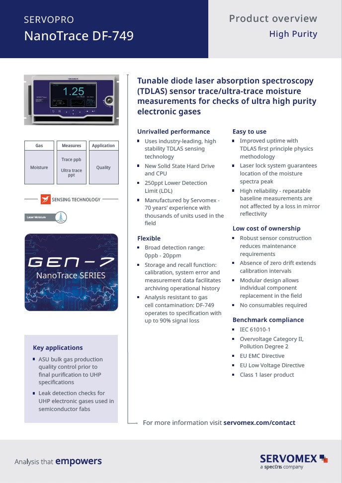 SERVOPRO NanoTrace DF-749 Product Brochure
